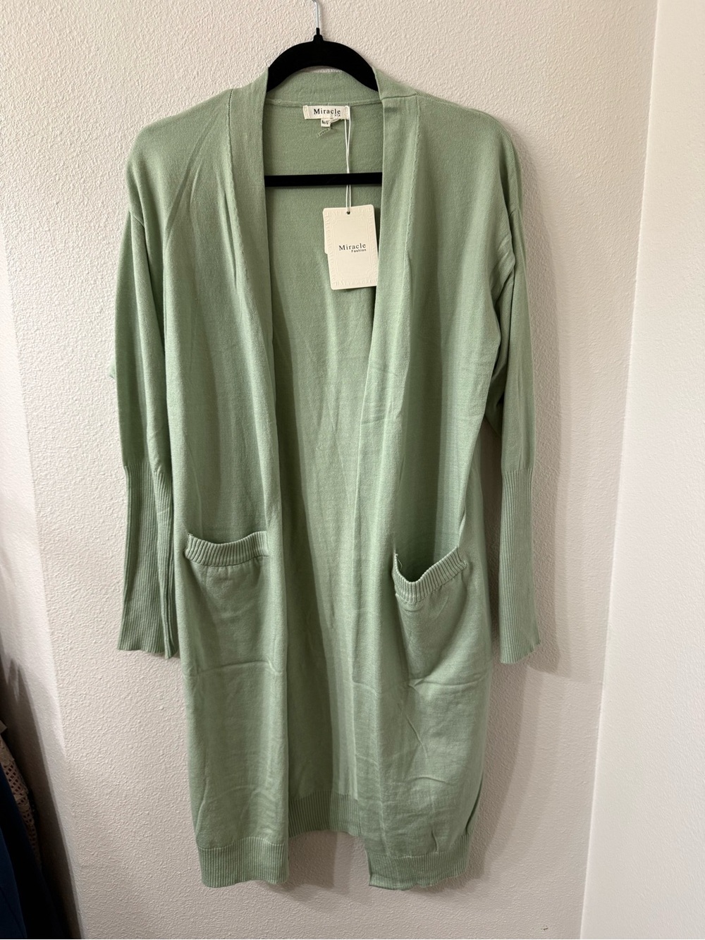 Miracle Brand Long Open Front Cardigan M Oversized Casual Office Duster Sweater